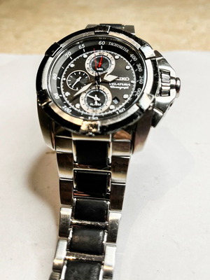 Seiko Velatura men's wristwatch like new, tachymeter, silver
