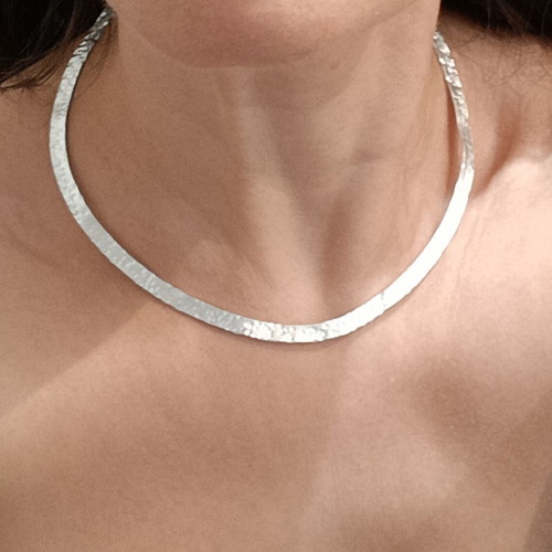 Neck Bar Set with Silver Earrings Handmade, Minimal Design