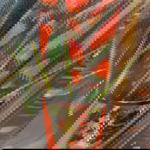 Έργο τέχνης Γ. Πατριαρχέας μεταχειρισμένο, βάζο με λουλούδια σε κορνίζα