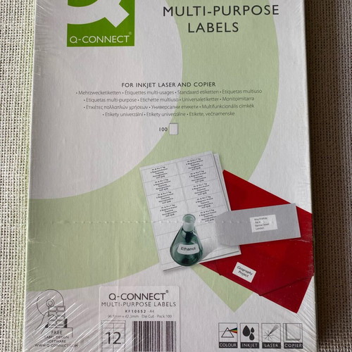 A4 Multipurpose Adhesive Labels 1200 Pieces 96.5x42.3 mm New