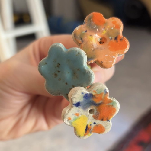Ceramic flowers handmade, set of 3, new