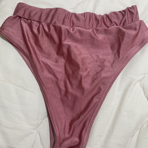 Decoro Shiny Metallic Rose Pink High-Waisted Bikini Bottoms Size M/L like new