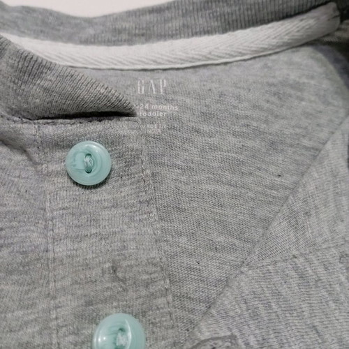 Gap shirt 18-24 like new, grey with light blue buttons
