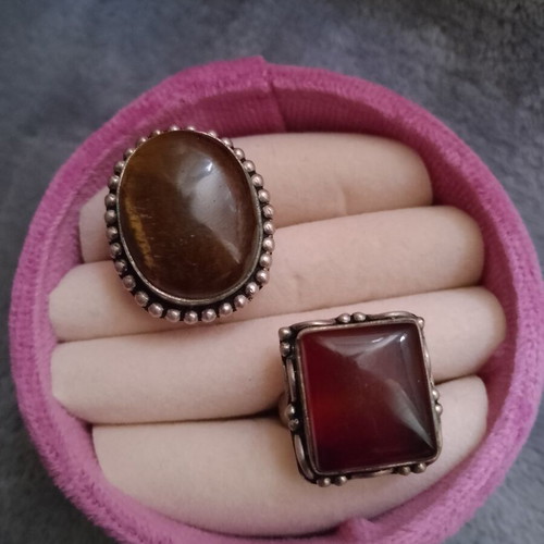 Vintage Italian 925 Silver Rings with Stone, Set or Single, Used