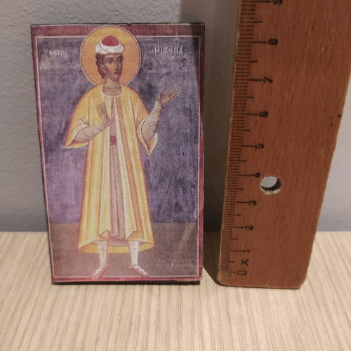 Wooden handmade Byzantine icon of Saint Michael Paknanas new