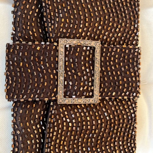 Brown evening clutch bag new, no chain, beaded