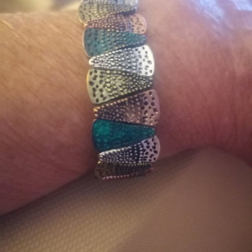 Boho metal bracelet new, multicolor with elastic band
