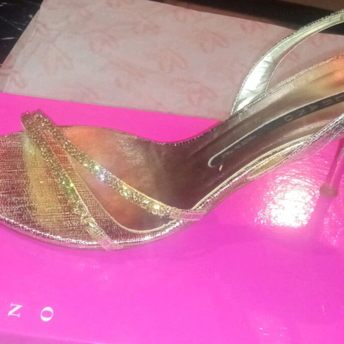 Albano Gold Leather Sandals with Swarovski Size 39 Like New