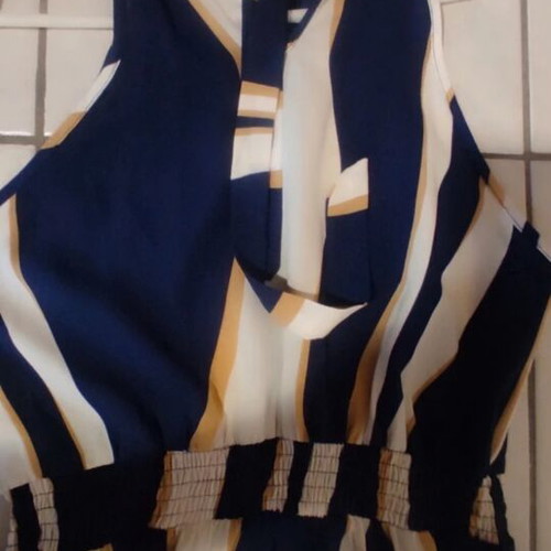 Emery Rose summer dress like new, elastic waist, knee length, white and blue
