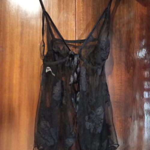 Black Babydoll Milena by Paris new, lace floral pattern