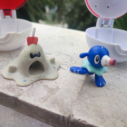 Pokémon figures used Popplio and Bacabouth with Pokéball