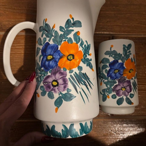 Ceramic jug and 6 glasses used