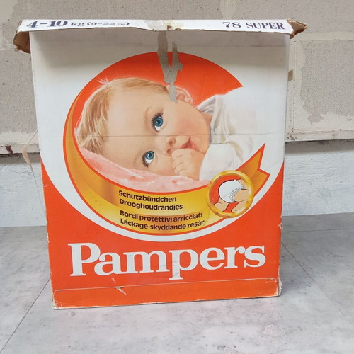 Collectible rare Pampers box used, PASOK 1980s