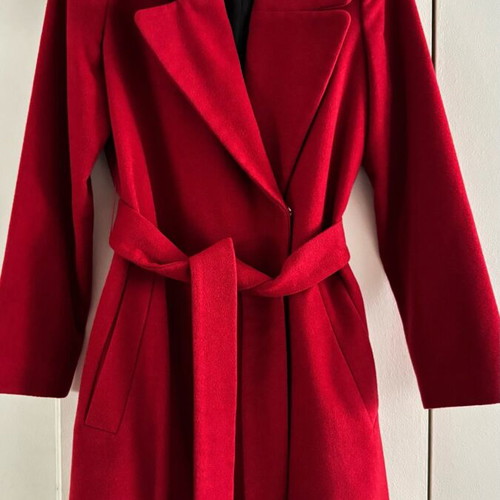 Stradivarius coat red XS 26% wool like new