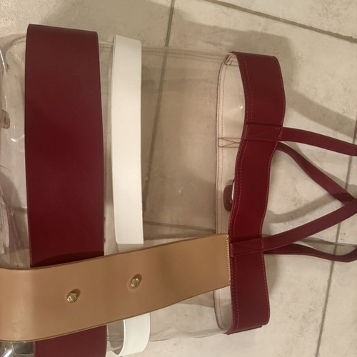 Axel shoulder bag used, transparent with green inner pouch