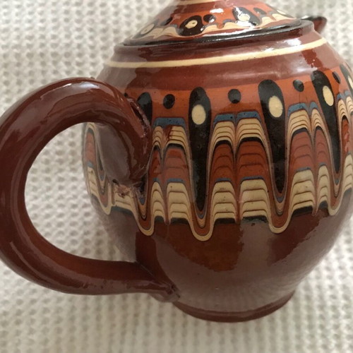 Ceramic teapot like new, handmade, folk art, Balkan style