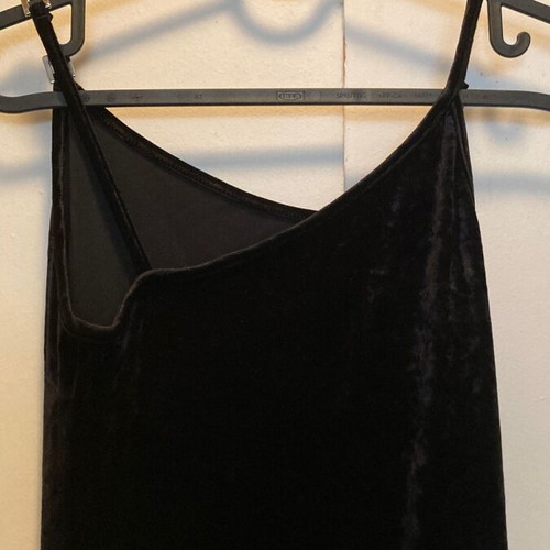 Maxi evening dress in black elastic velvet, size S