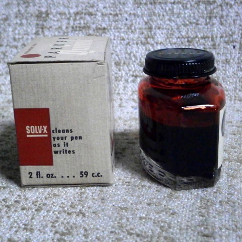 Parker Quink Red Ink 60ml vintage used with box