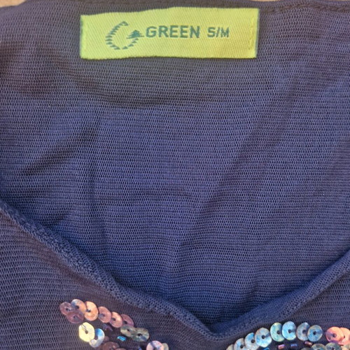 Sequin embroidered blue t-shirt like new, size M
