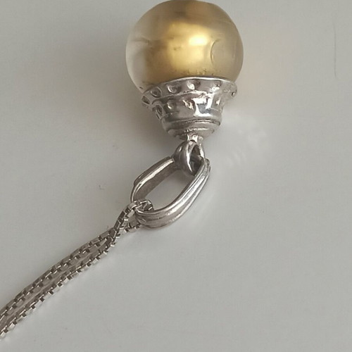 Vintage sterling silver necklace with Murano glass pendant and gold leaf like new