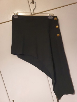 Black asymmetrical skirt with gold buttons, like new, Zara, size M