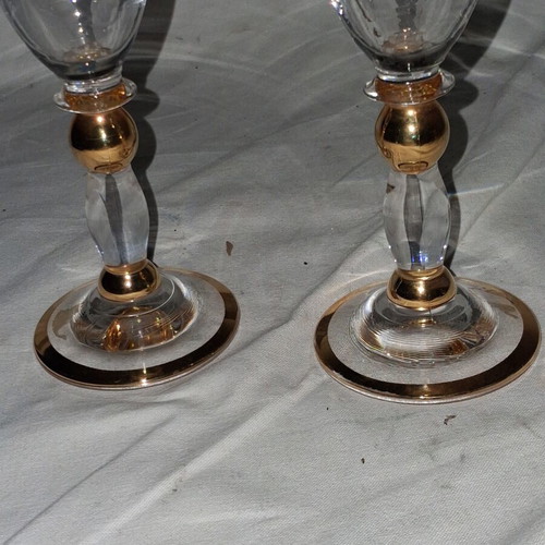 Vintage Bohemia Crystal Champagne Glasses Praha pair, like new
