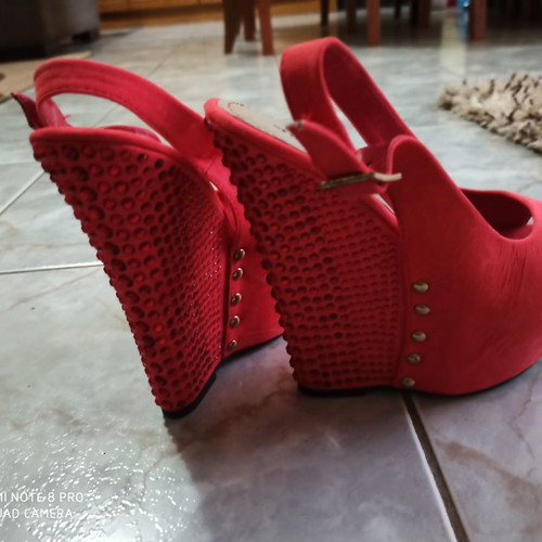 Coral platforms new, size 37, 15cm height with strass and studs