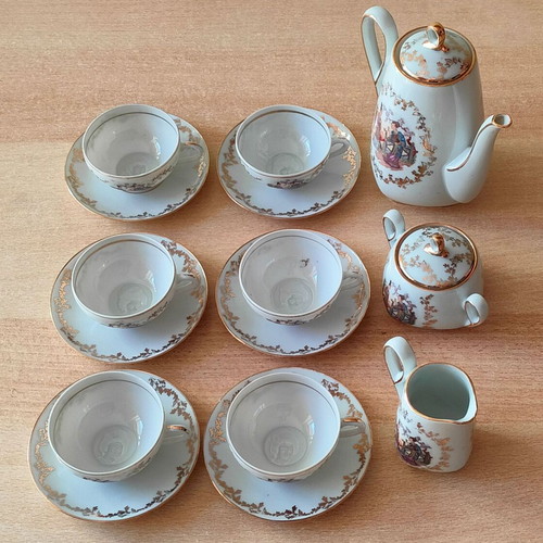 Yamaka Japanese Coffee Set Lithophane Geisha New