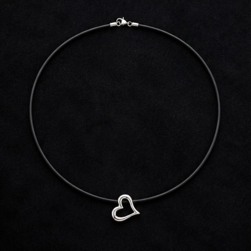 Rubber necklace with silver 925 heart clasp like new
