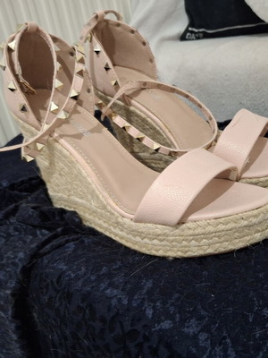 Platform sandals used, size 41, pink and gold, 12 cm heel