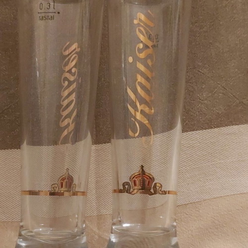 Kaiser beer glasses like new, set of 2 tall vintage