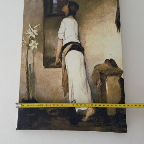 Wall painting on canvas with wooden frame like new, brown tones