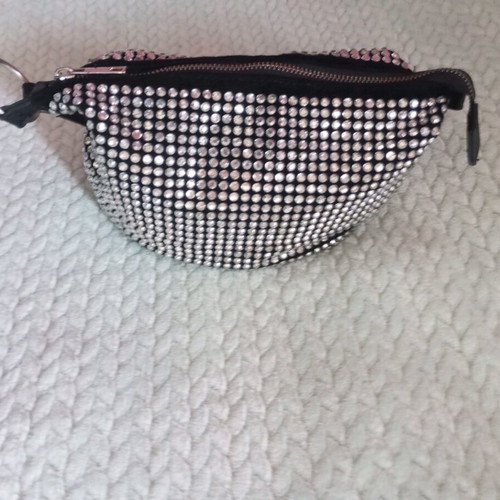 Zara black shoulder bag with studs and strass like new