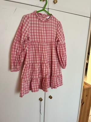 Marks & Spencer pink checked dress like new, cotton, size 104 cm