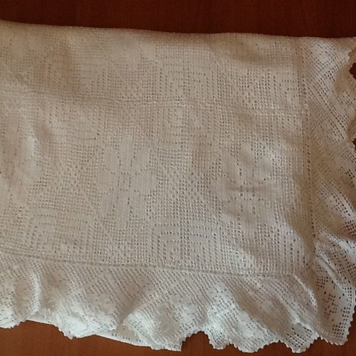 Handmade white cotton blanket 2.20m x 2.20m new