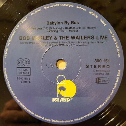 Bob Marley & The Wailers Babylon By Bus vinyl used