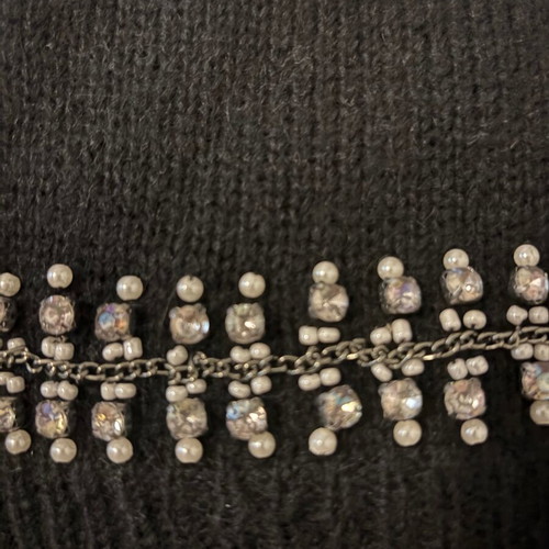 Topshop women's hat used, black with rhinestones and pearls