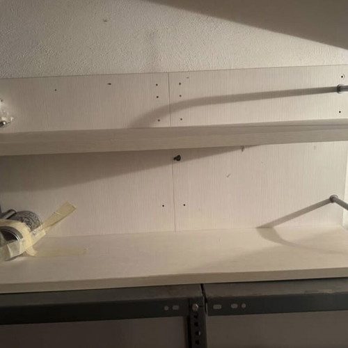 Heavy-duty melamine wall shelves used, set of 2, 25mm thickness