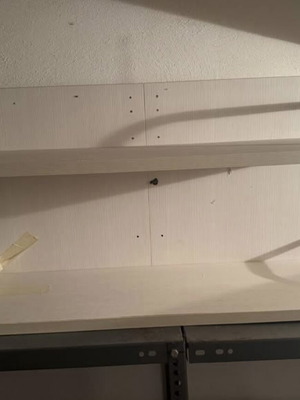 Heavy-duty melamine wall shelves used, set of 2, 25mm thickness