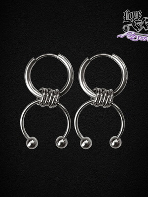 Love X Poison Handmade Stainless Steel Silver Unisex Hoop Earrings