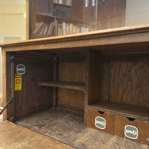 Vintage wooden Secretaire desk used with display cabinet