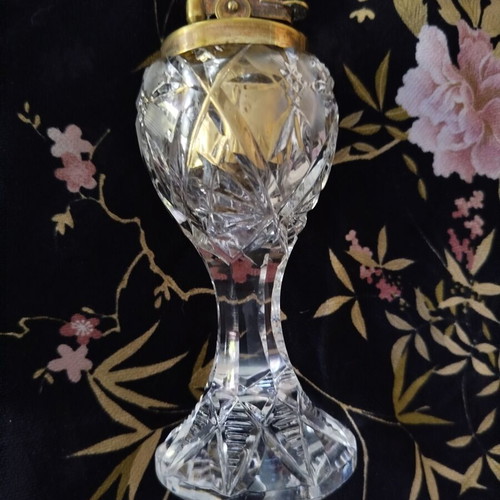 Vintage Cut Crystal Table Lighter like new, 1950s collectible
