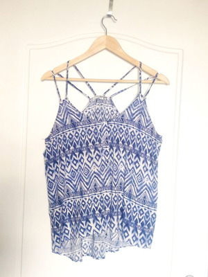 Tribal Strappy Top Tally Weijl size L like new, blue and white
