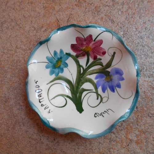 Handmade ceramic with flower design used from Karpathos