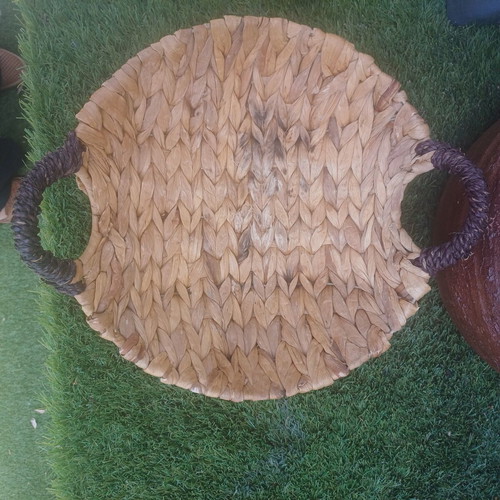 Wicker basket with black handles used