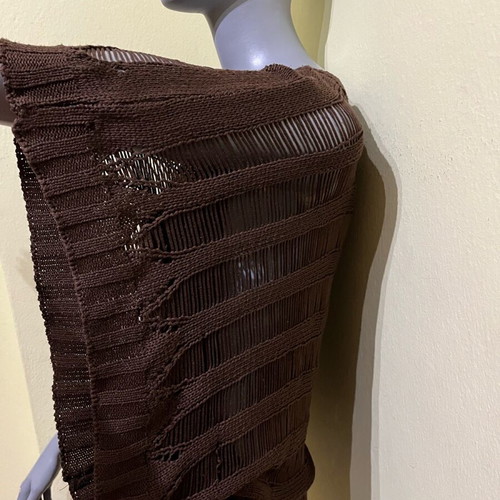Brown blouse with unique knit and sleeves like new, size S/M