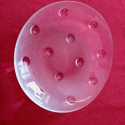 Glass oval platter unused with suction cup design