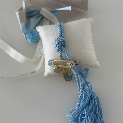 Baby Stroller or Crib Charm Blue with Eye and Crown, new