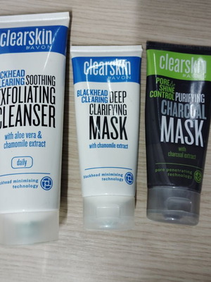 Clearskin face masks and cleanser set used, 3 pieces