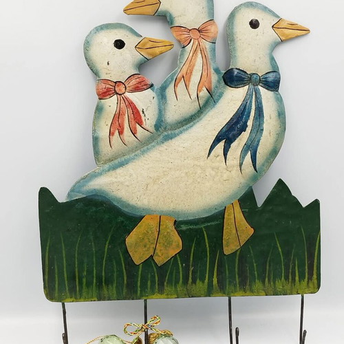 Vintage enameled hanger used, handmade